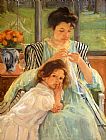 Mary Cassatt Young Mother Sewing painting